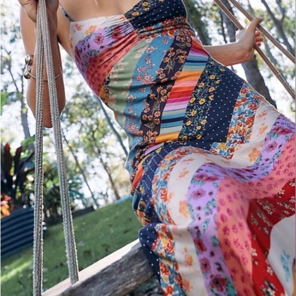 Free People Multicolor Patchwork Maxi Dress